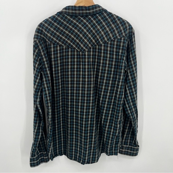 Cody James M Flannel Blue Tan Plaid Pearl Snap Western Shirt - Picture 11 of 11